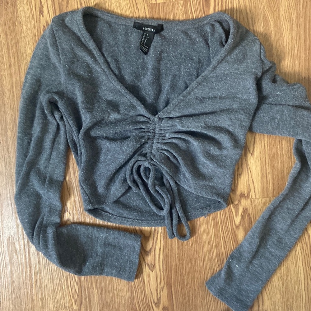 Cropped cinched sweater